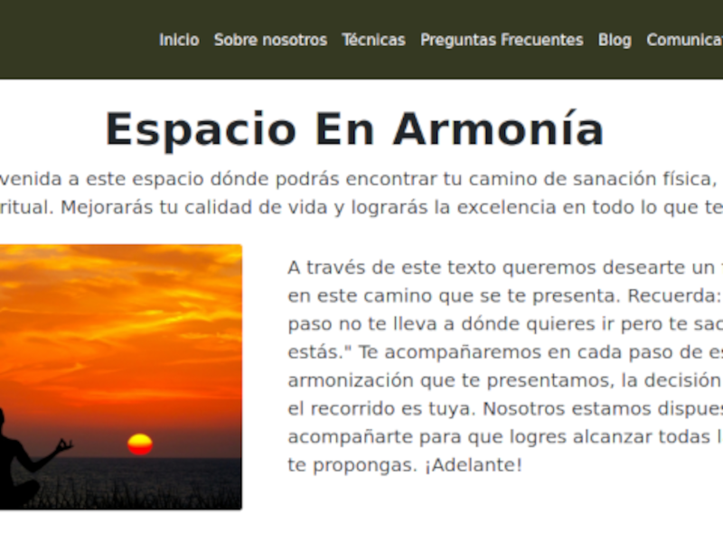 Sitio Web de Espacio En Armonia