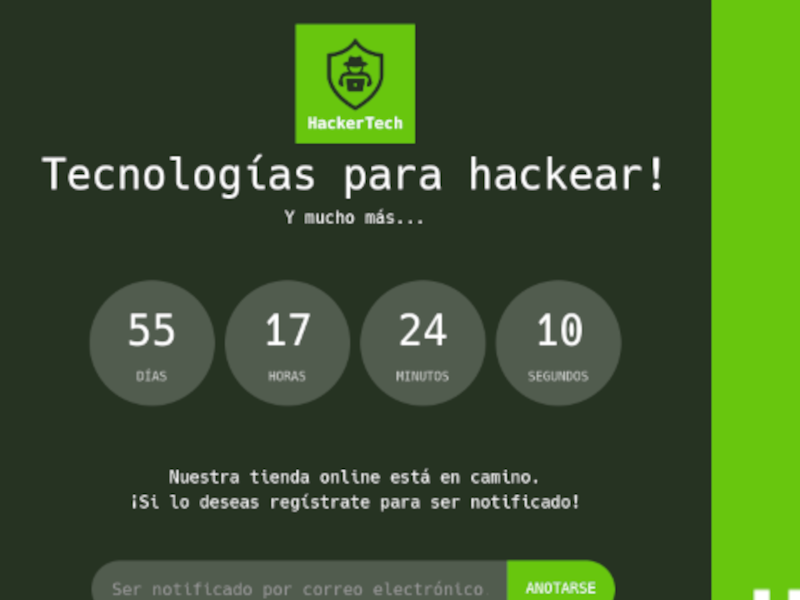 Página de Próximamente de HackerTech