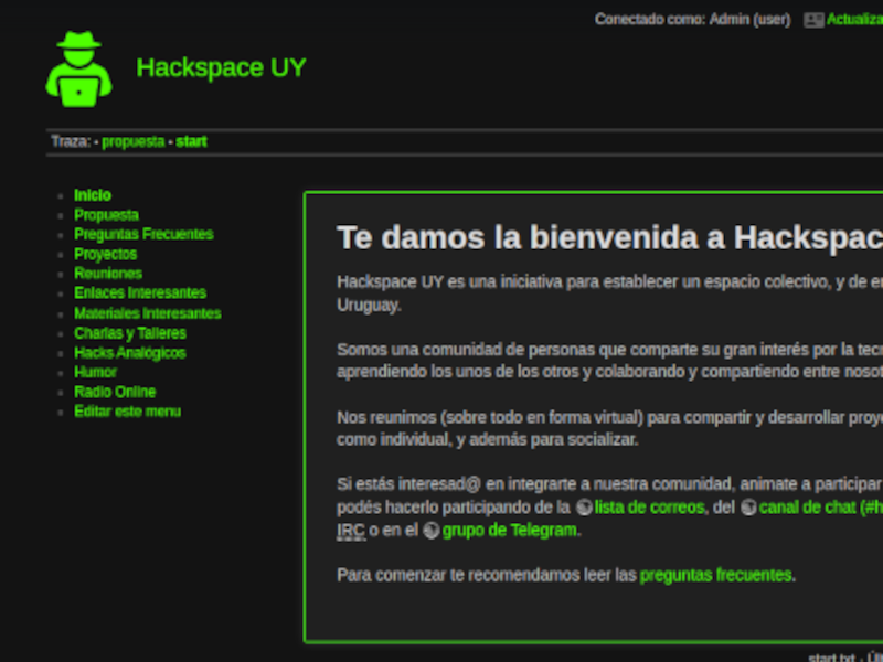 Sitio Web de HackspaceUY Wiki